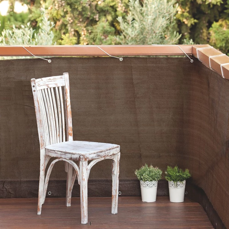 NORTENE BALCONY EASY - Hangulatos erkélyháló fűzőlyukakkal 0,9 x 5 m barna