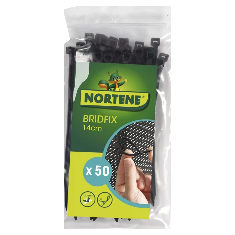 NORTENE BRIDFIX - Többfunkciós gyorskötöző 14 cm fekete (50 kötöző/csomag)