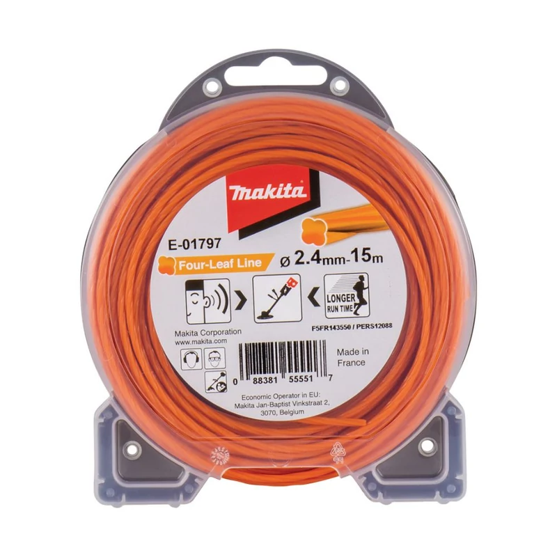 Makita négylevelű damil, narancs, 2.4mm 15m